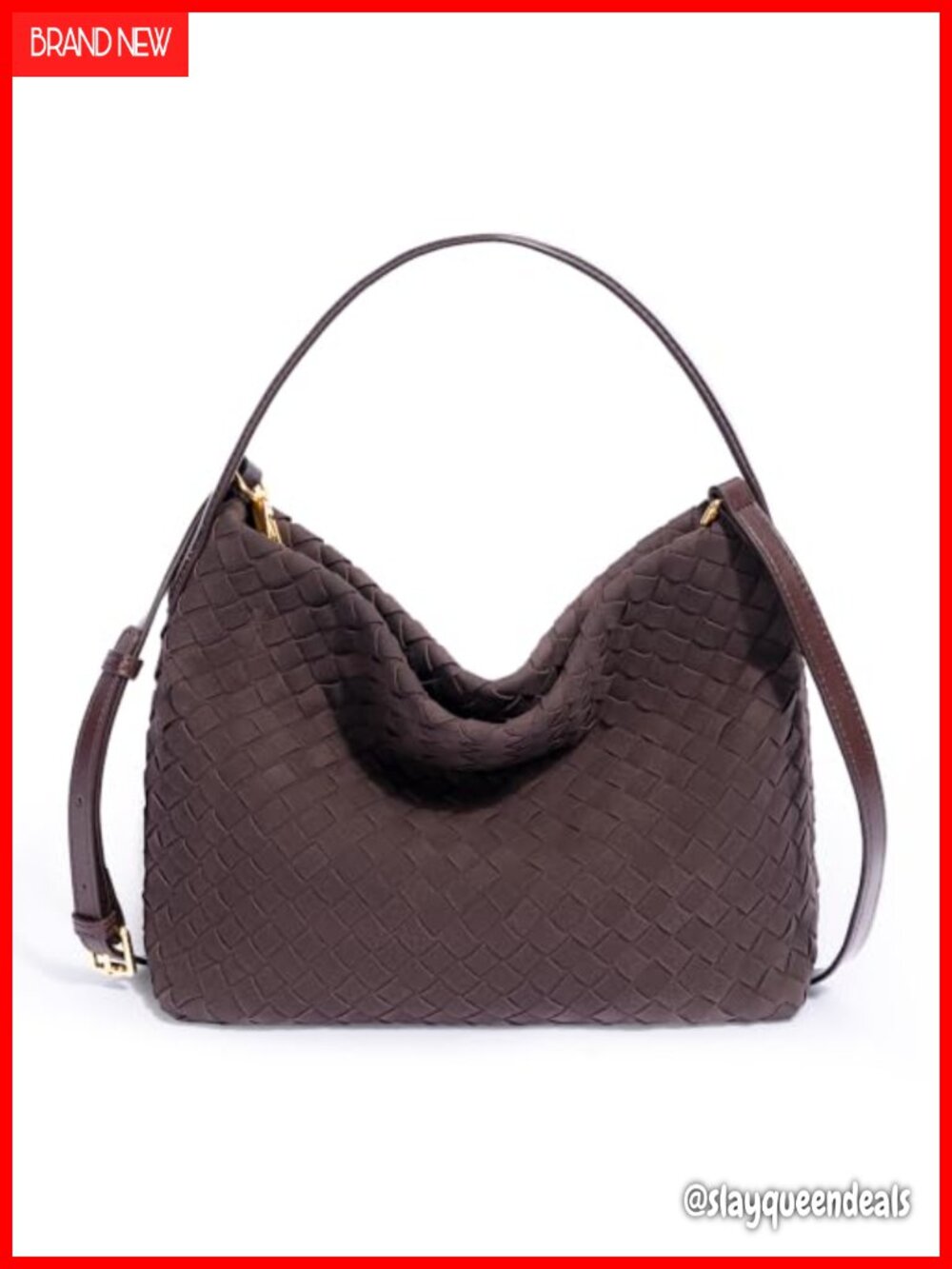 Woven PU Leather Hobo Shoulder Bag Crossbody Top Handle Tote
